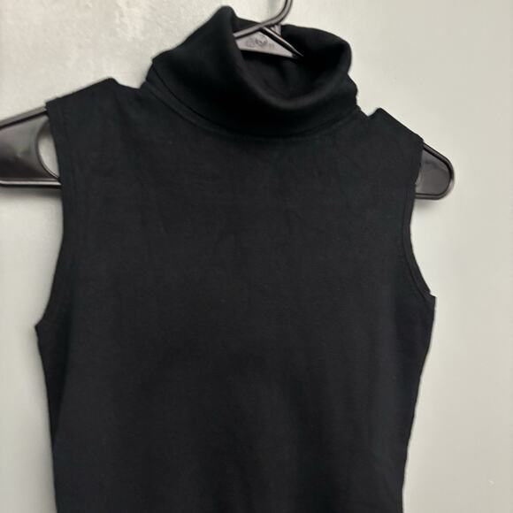 Vintage 90s Joseph A Silk Blend Women’s Sleeveless Tank Top Turtleneck Black S - Picture 2 of 12
